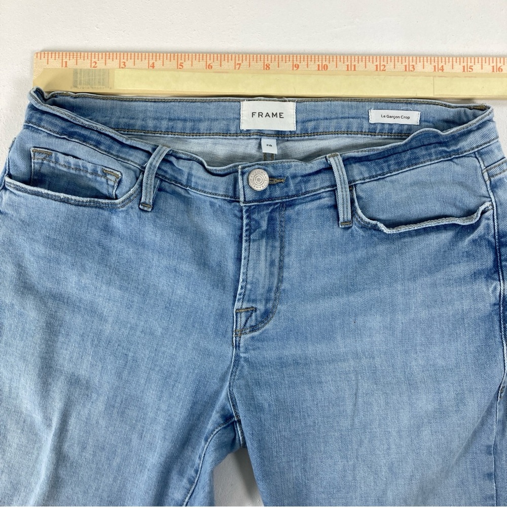Frame Le Garcon Crop Boyfriend jeans Womens Size 28 Blue straight Distressed - Picture 13 of 16